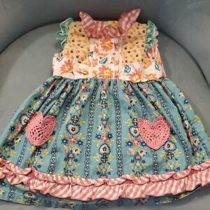 Matilda Jane Blue and Pink Floral Heart Dress 18~24 mths